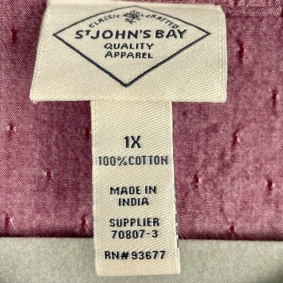 St. John's Bay 100% Cotton Button Down Boxy Puff Sleeve Plum Blouse Women's 1X - Picture 4 of 14